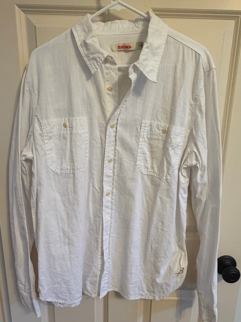 Birdwell White Long-Sleeve Linen Button-Down Shirt